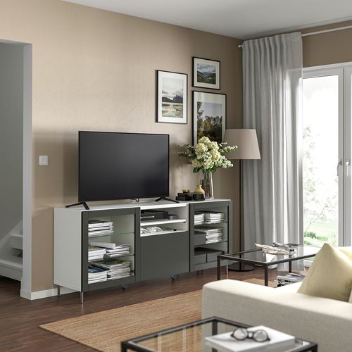 BESTÅ tv sehpası, beyaz-koyu gri, 180x42x74 cm, SINDVIK/LAPPVIKEN, OSARP