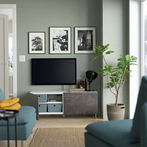BESTÅ tv sehpası, beyaz-koyu gri, 120x42x48 cm, KALLVIKEN