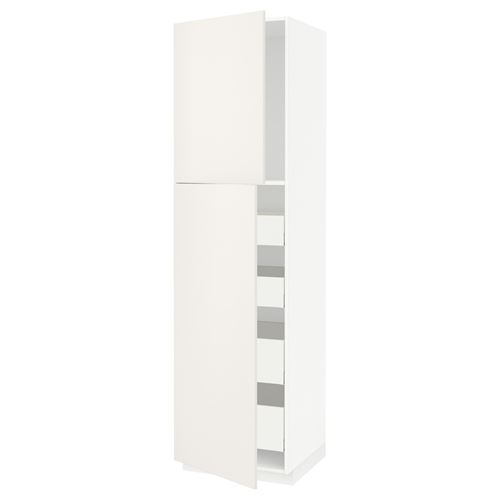 METOD/MAXIMERA mutfak boy dolabı, VEDDINGE beyaz, 60x60x220 cm, 2 kapaklı ve 4 çekmeceli