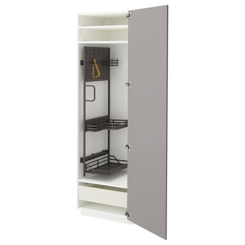 METOD/MAXIMERA temizlik dolabı, BODBYN gri-koyu gri, 60x60x200 cm, 1 kapaklı, 1 çekmeceli ve 2 raflı