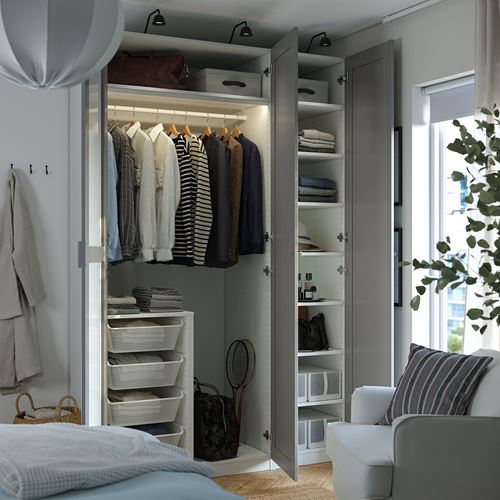 PAX/KAMMARTORP/GULLABERG PAX gardırop, beyaz-aynalı cam, 150x60x236 cm