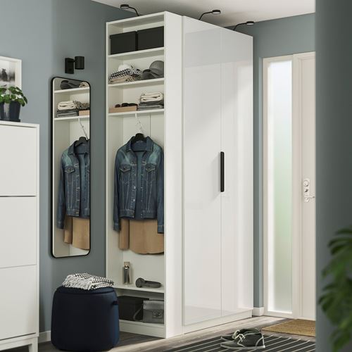 PAX/FARDAL PAX gardırop, beyaz-parlak cila, 120x60x236 cm