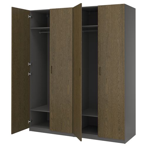 PAX/TONSTAD PAX gardırop, koyu gri-kahverengi meşe kaplama, 200x60x236 cm