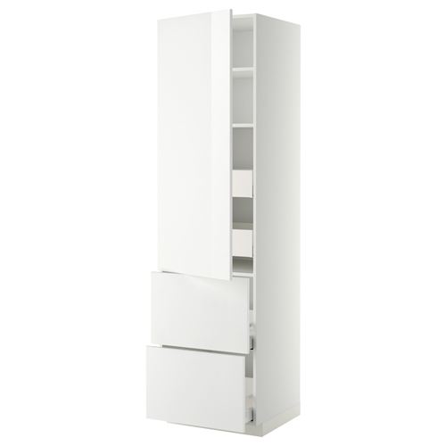METOD/MAXIMERA mutfak boy dolabı, RINGHULT beyaz, 60x60x220 cm, 1 kapaklı, 4 çekmeceli,2 raflı ve 2 ön panelli
