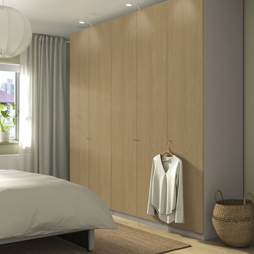 PAX/STORKLINTA PAX gardırop, gri-bej-meşe görünümlü, 250x60x236 cm