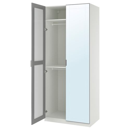 PAX/KAMMARTORP PAX gardırop, beyaz-aynalı cam, 100x60x236 cm