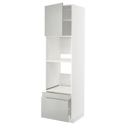 METOD/MAXIMERA fırın-mikrodalga fırın boy dolabı, HAVSTORP açık gri-koyu gri, 60x60x220 cm, 1 kapaklı ve 2 çekmeceli