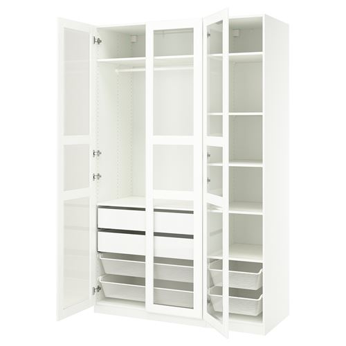 PAX/TYSSEDAL PAX gardırop, beyaz-cam, 150x60x236 cm