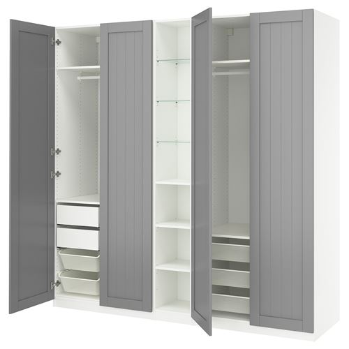 PAX/GULLABERG PAX gardırop, beyaz-gri, 235x60x236 cm