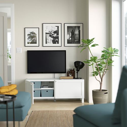 BESTÅ tv sehpası, beyaz, 120x42x48 cm, HANVIKEN