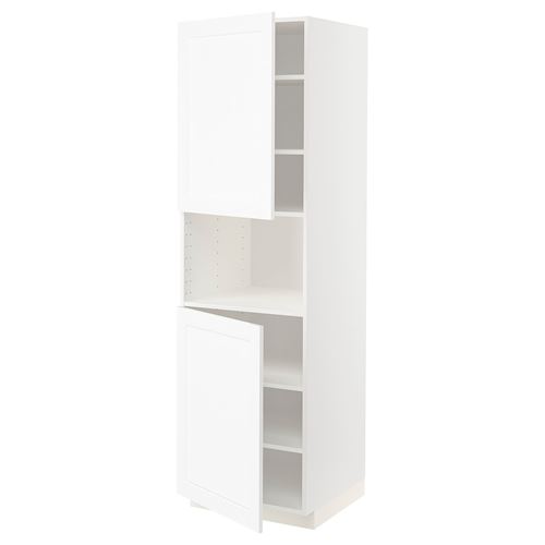 METOD mikrodalga fırın boy dolabı, ENKÖPING beyaz, 60x60x200 cm, 2 kapaklı ve 6 raflı