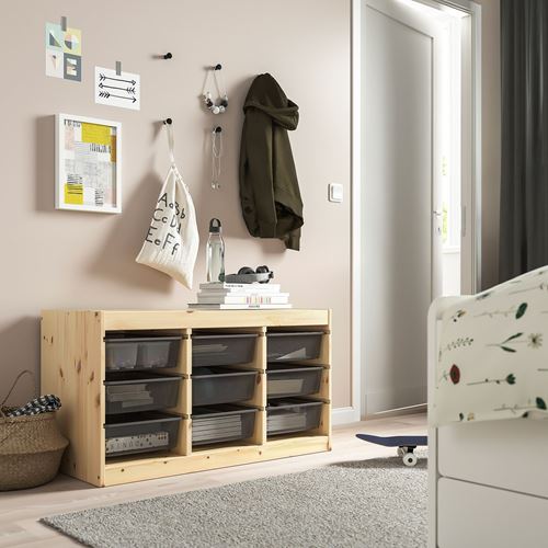TROFAST saklama ünitesi, çam-gri, 93x44x52 cm