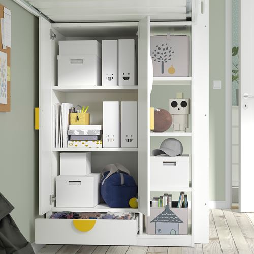 SMÅSTAD ranza, beyaz-gri, 90x200 cm, 2 raflı