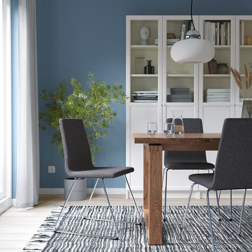 LILLÅNÄS döşemeli sandalye, krom kaplama-Gunnared koyu gri