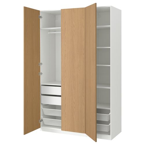 PAX/STORKLINTA PAX gardırop, beyaz-meşe görünümlü, 150x60x236 cm
