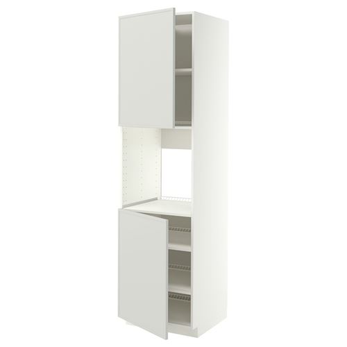 METOD fırın boy dolabı, ASPUDDEN açık gri, 60x60x220 cm, 2 kapaklı ve 3 raflı