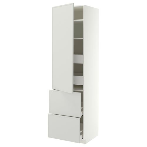 METOD/MAXIMERA mutfak boy dolabı, ASPUDDEN açık gri, 60x60x220 cm, 1 kapaklı, 4 çekmeceli,2 raflı ve 2 ön panelli