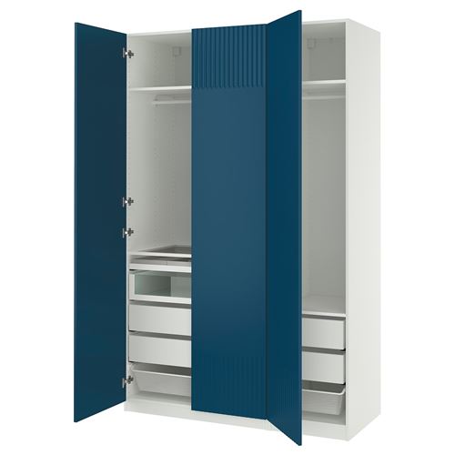 PAX/FYRUDDEN PAX gardırop, beyaz-mavi, 150x60x236 cm