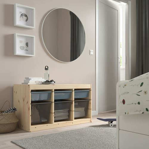 TROFAST saklama ünitesi, çam gri-mavi-koyu gri, 93x44x52 cm