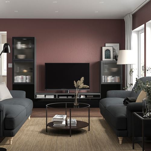BESTÅ tv ünitesi, koyu gri, 300x42x193 cm, LAPPVIKEN/FÄLLSVIK