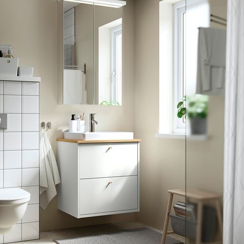 LETTAN banyo duvar dolabı, renksiz, 60x15x95 cm, 2 ayna kapaklı