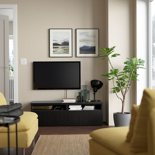 BESTÅ tv sehpası, venge, 120x42x39 cm, LAPPVIKEN, çıt çıt raylı