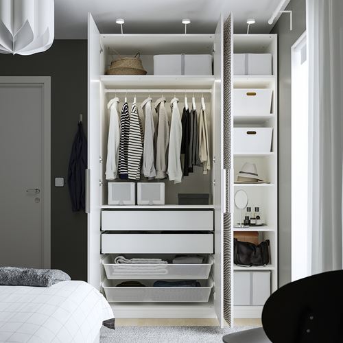 PAX/MISTUDDEN PAX gardırop, beyaz-gri desenli, 150x60x236 cm