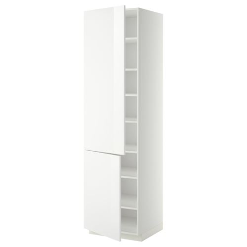 METOD mutfak boy dolabı, RINGHULT beyaz, 60x60x220 cm, 2 kapaklı ve 6 raflı
