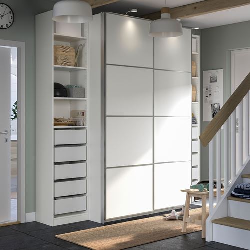 PAX/MEHAMN PAX sürgü kapaklı gardırop, beyaz, 250x66x236 cm