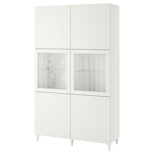 BESTÅ dolap kombinasyonu, beyaz-şeffaf cam, 120x42x202 cm, SUTTERVIKEN/SINDVIK