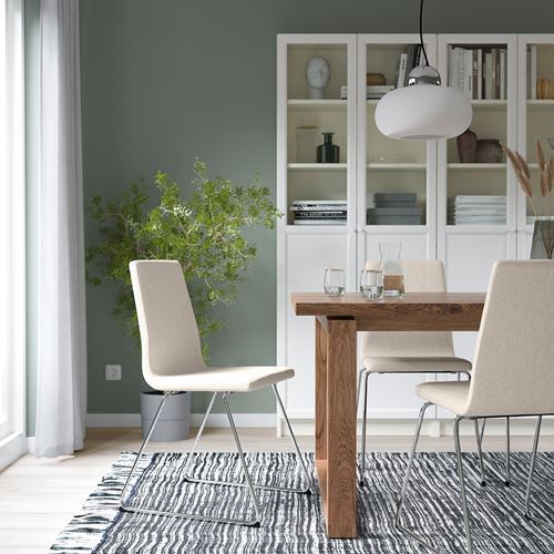LILLÅNÄS döşemeli sandalye, krom kaplama-Gunnared bej