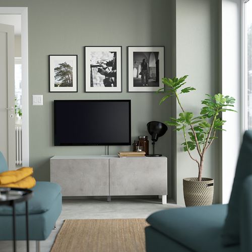 BESTÅ tv sehpası, beyaz-açık gri, 120x42x48 cm, KALLVIKEN