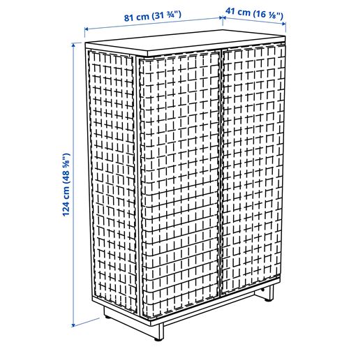 FRYKSÅS kapaklı dolap, rattan, 81x124 cm