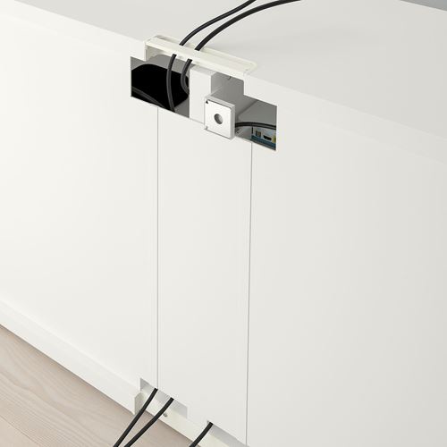 BESTÅ tv sehpası, beyaz, 240x42x74 cm, HANVIKEN, çıt çıt raylı