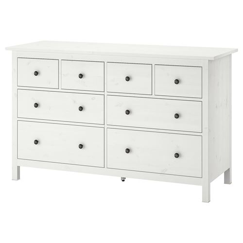 HEMNES 8 çekmeceli şifonyer, beyaz vernik, 160x95 cm