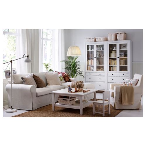 HEMNES vitrin, beyaz vernik, 90x197 cm
