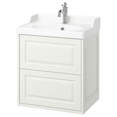 TÄNNFORSEN/RUTSJÖN lavabo dolabı kombinasyonu, beyaz, 62x49x74 cm, HAMNSKAR batarya