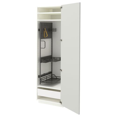 METOD/MAXIMERA temizlik dolabı, ASPUDDEN açık gri, 60x60x200 cm, 1 kapaklı, 1 çekmeceli ve 2 raflı