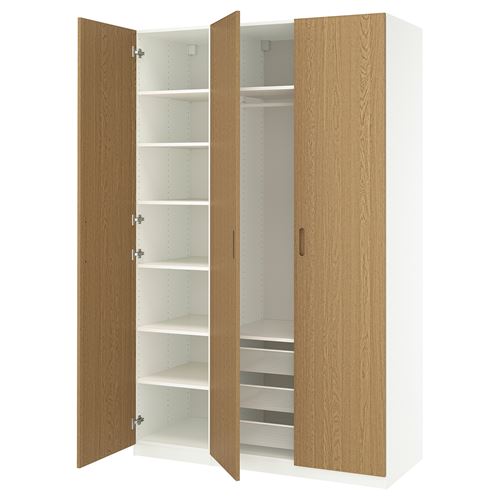 PAX/TONSTAD PAX gardırop, beyaz-meşe kaplama, 150x60x236 cm