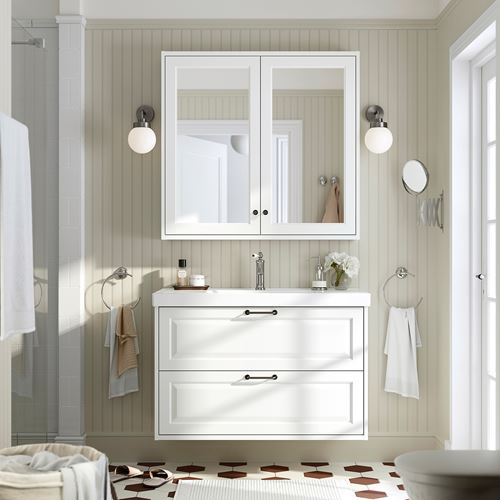 TÄNNFORSEN/ORRSJÖN lavabo dolabı kombinasyonu, beyaz, 102x49x69 cm, HAMNSKAR batarya