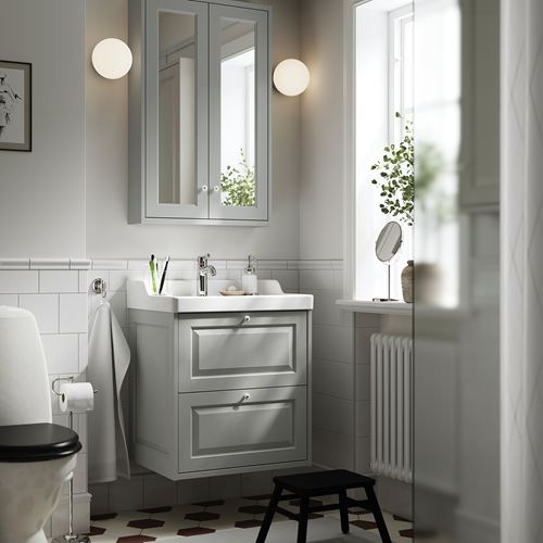 TÄNNFORSEN lavabo dolabı, açık gri, 60x48x63 cm, 2 çekmeceli