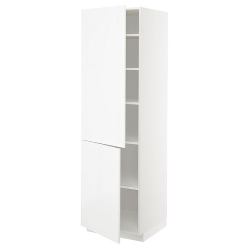 METOD mutfak boy dolabı, RINGHULT beyaz, 60x60x200 cm, 2 kapaklı ve 4 raflı