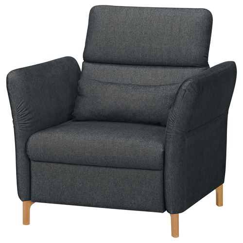 FAMMARP berjer ve puf, tallmyra siyah-gri, ahşap