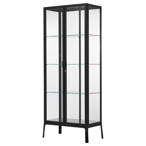 MILSBO cam vitrin, antrasit, 73x175 cm