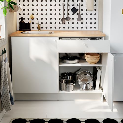 KNOXHULT çekmeceli ve kapaklı alt dolap, beyaz, 120 cm