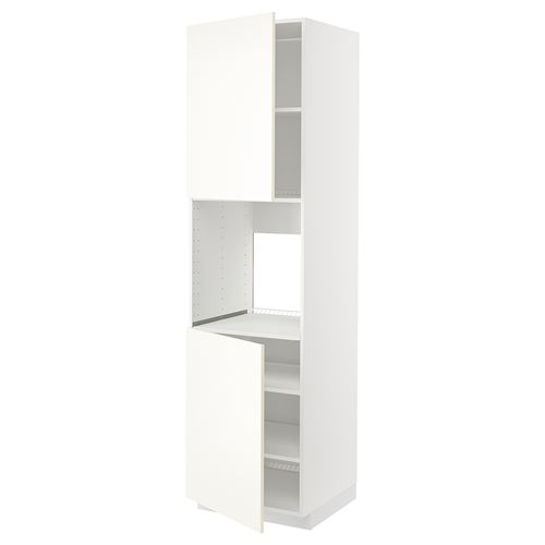 METOD fırın boy dolabı, VALLSTENA beyaz, 60x60x220 cm, 2 kapaklı ve 3 raflı