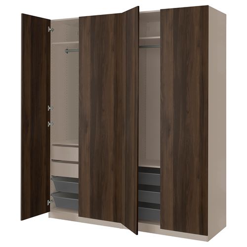 PAX/STORKLINTA PAX gardırop, gri-bej-koyu kahve boyalı meşe görünümlü, 200x66x236 cm