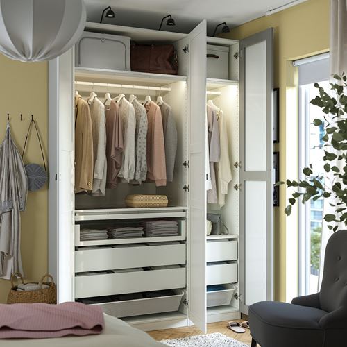 PAX/KAMMARTORP/TYSSEDAL PAX gardırop, beyaz-aynalı cam, 150x60x236 cm