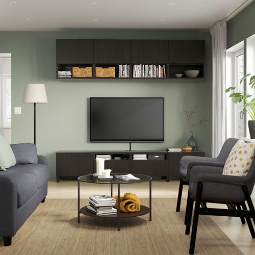 BESTÅ tv ünitesi, venge, 240x42x230 cm, LAPPVIKEN, fren raylı