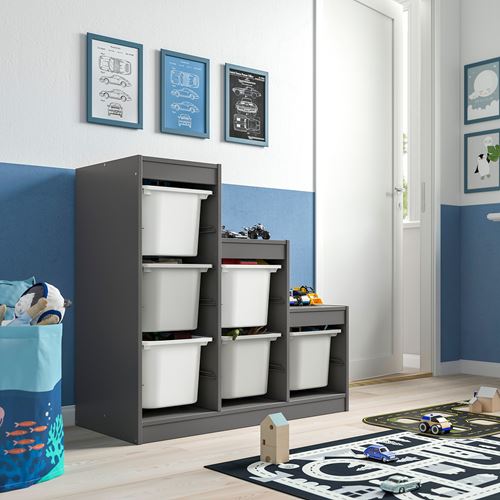 TROFAST saklama ünitesi, gri-beyaz-gri, 99x44x94 cm